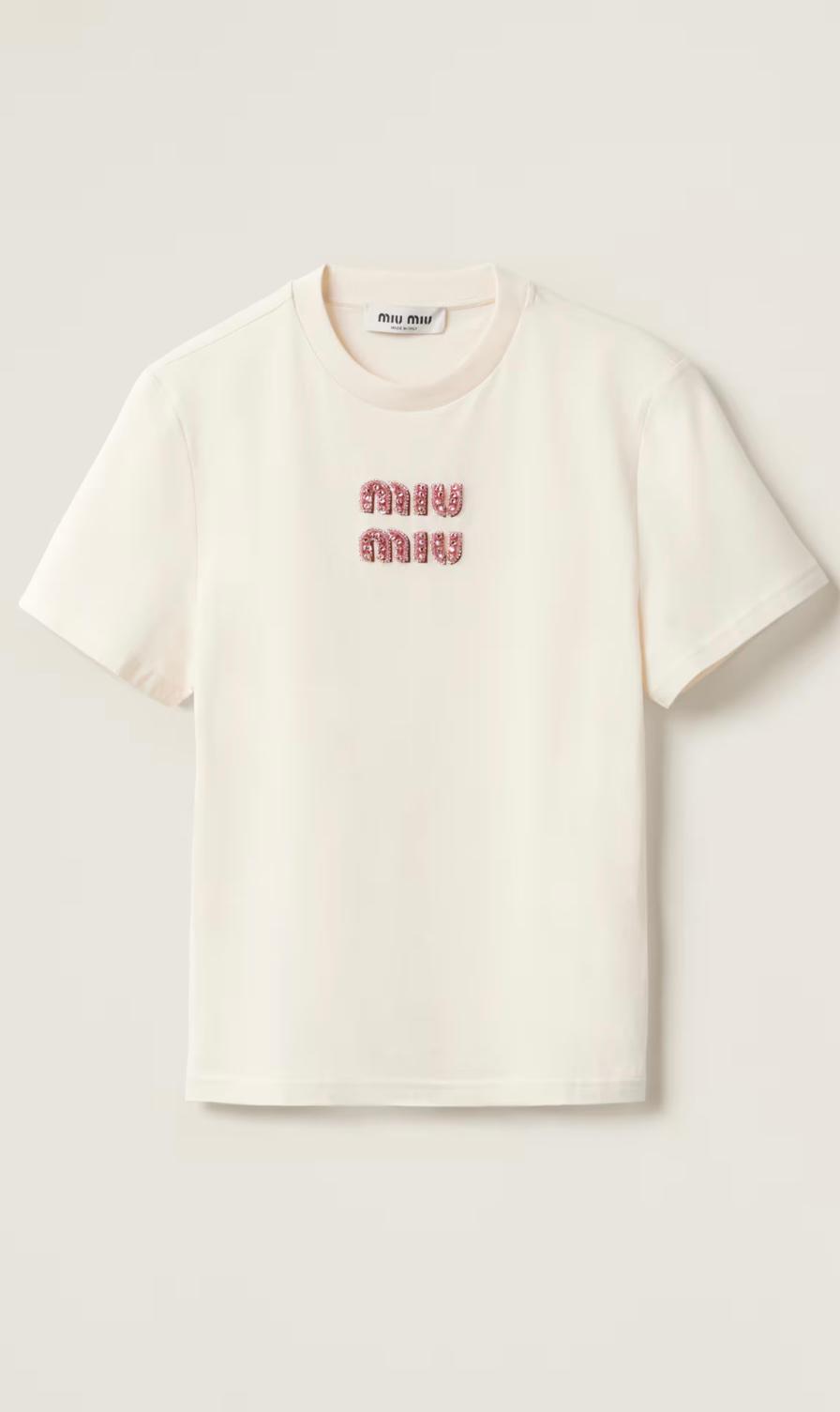 Tee shirt miu blanc/rose