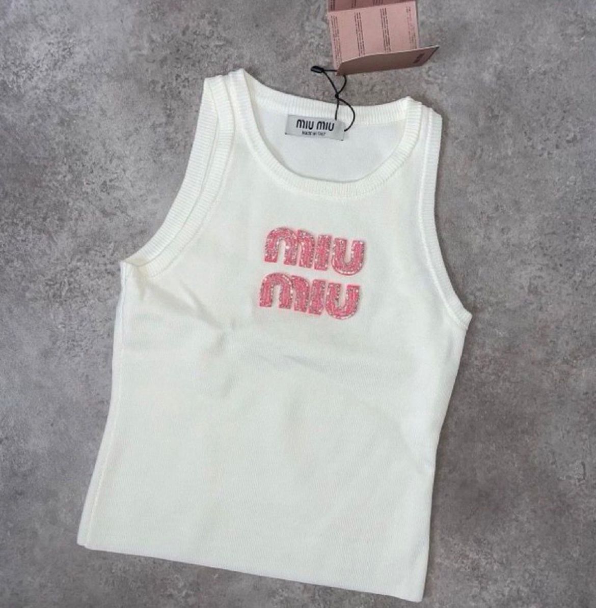 Top miu blanc/rose