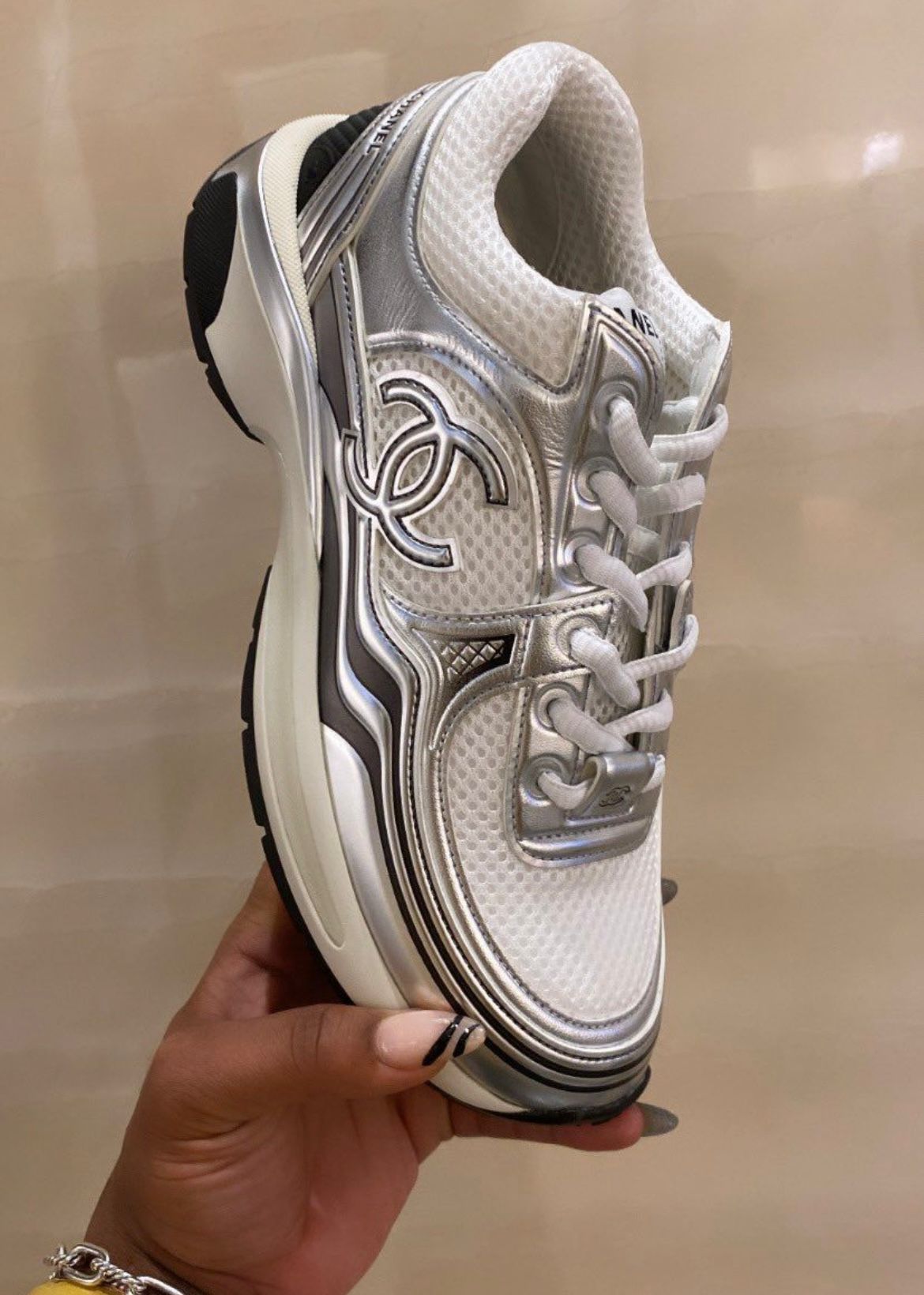 Baskets CC blanc/argenté