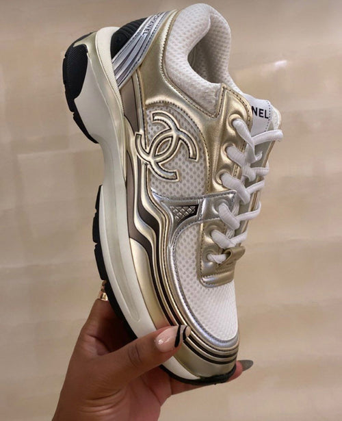 Baskets CC blanc/doré