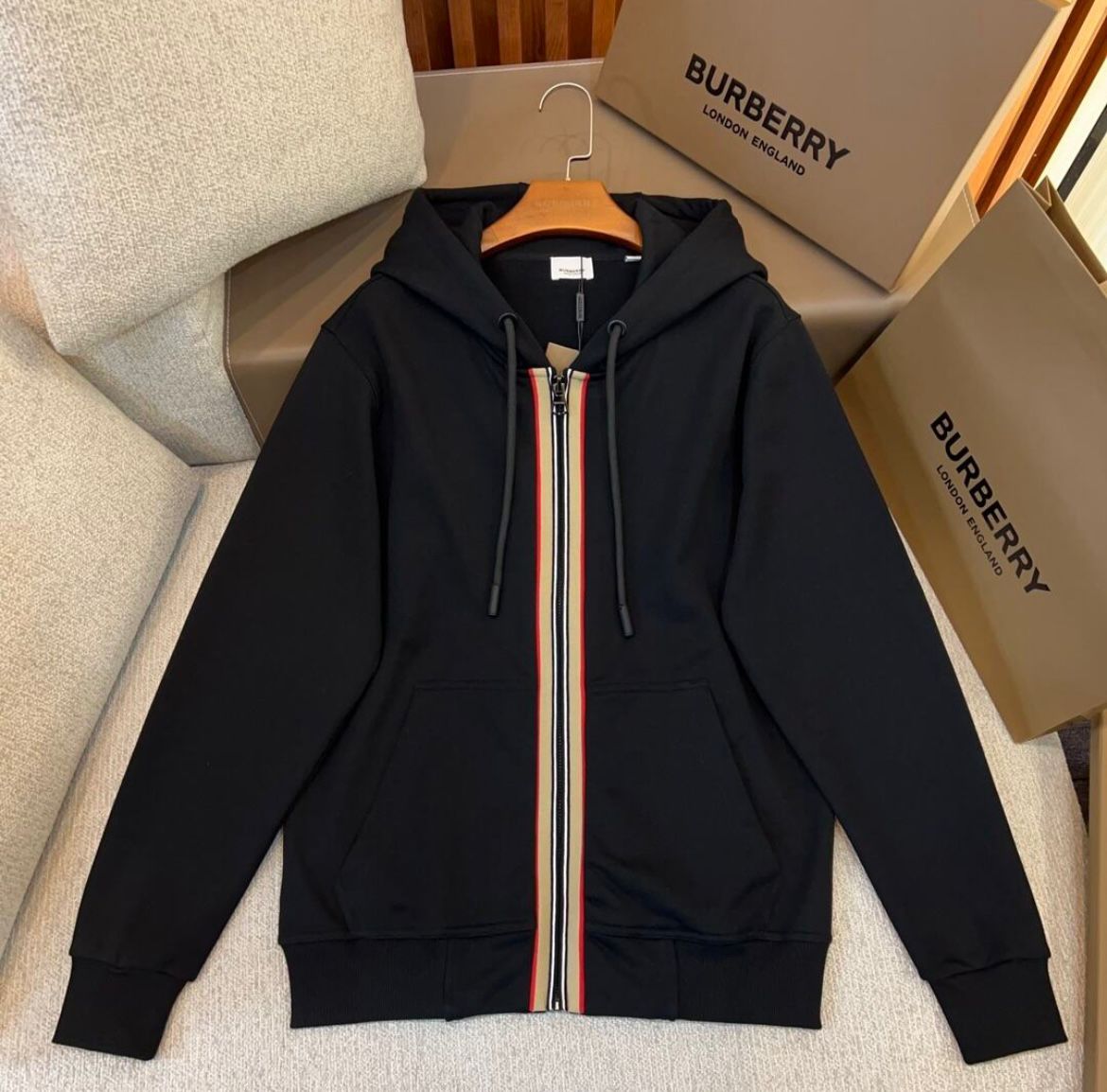 Sweat zip burberry noir